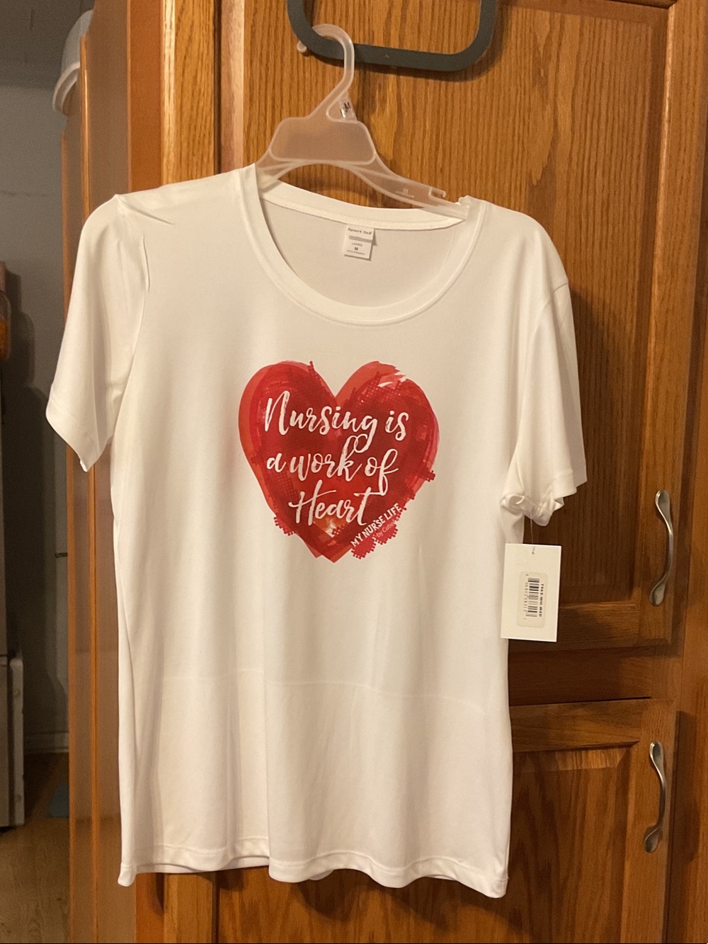 NWT White Nursing Graphic Tee with Red Heart size medium ladies